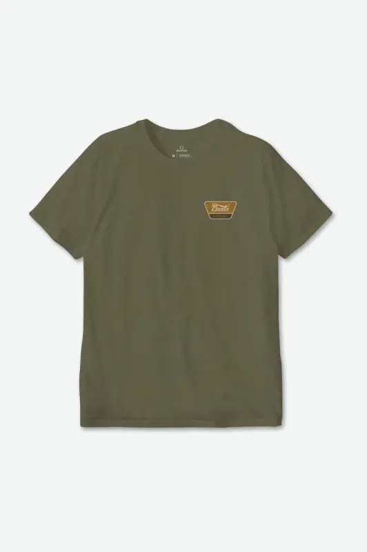 Linwood S/S Standard Tee - Olive Surplus/Golden Brown/Beige sold by Brixton