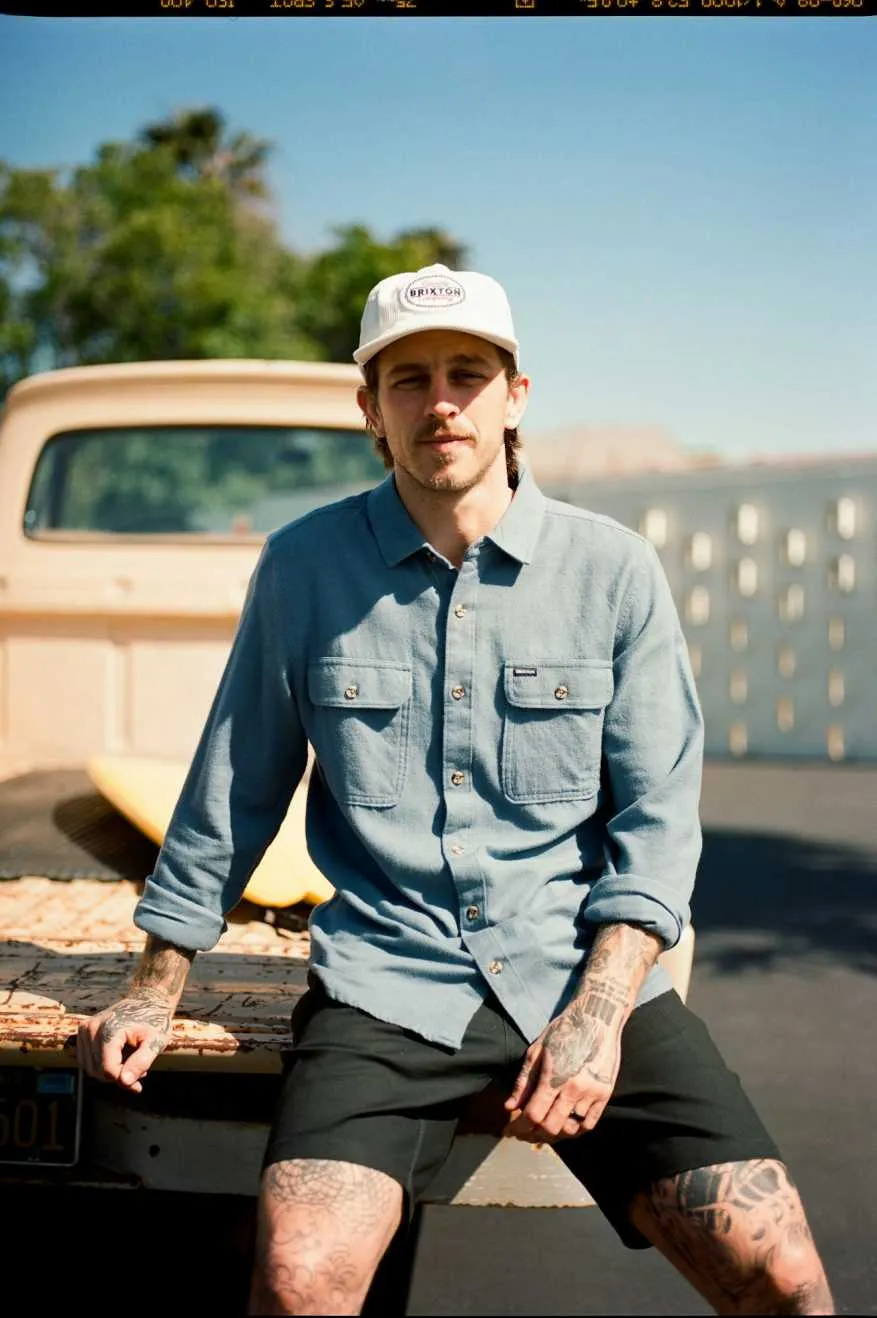 Bowery Lightweight Ultra Soft L/S Flannel - Flint Stone Blue sold by Brixton