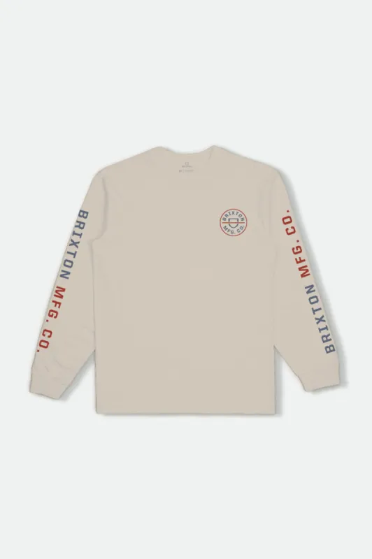 Crest L/S Tee  - Cream/Flint Blue/Barn Red sold by Brixton