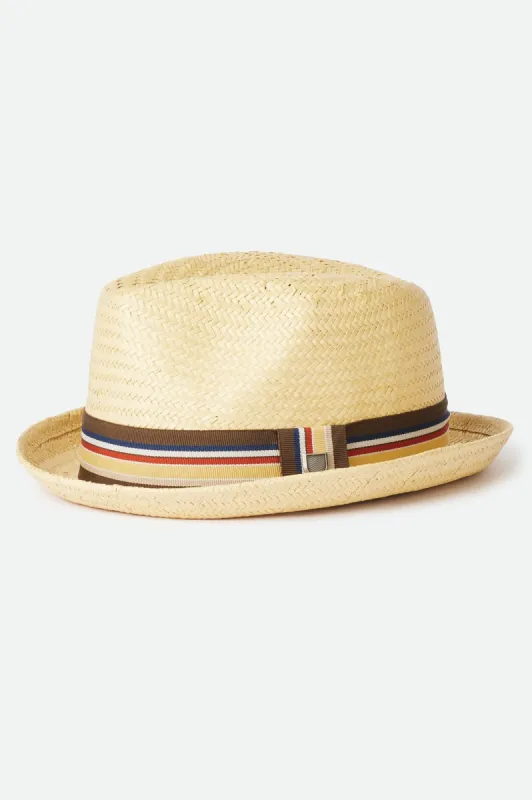 Castor Straw Fedora - Tan sold by Brixton