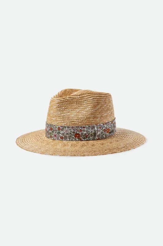 Joanna Short Brim Hat - Honey/White Floral sold by Brixton
