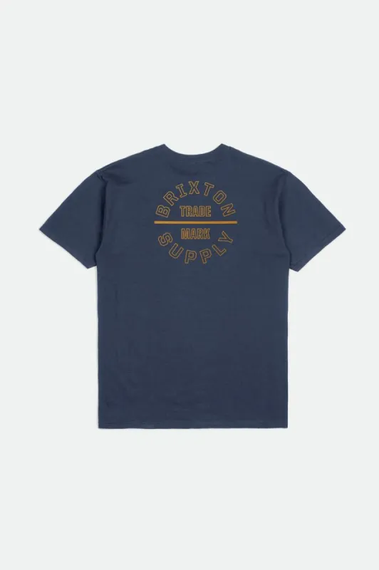 Oath V S/S Standard Tee - Washed Navy/Bison/Bright Gold sold by Brixton
