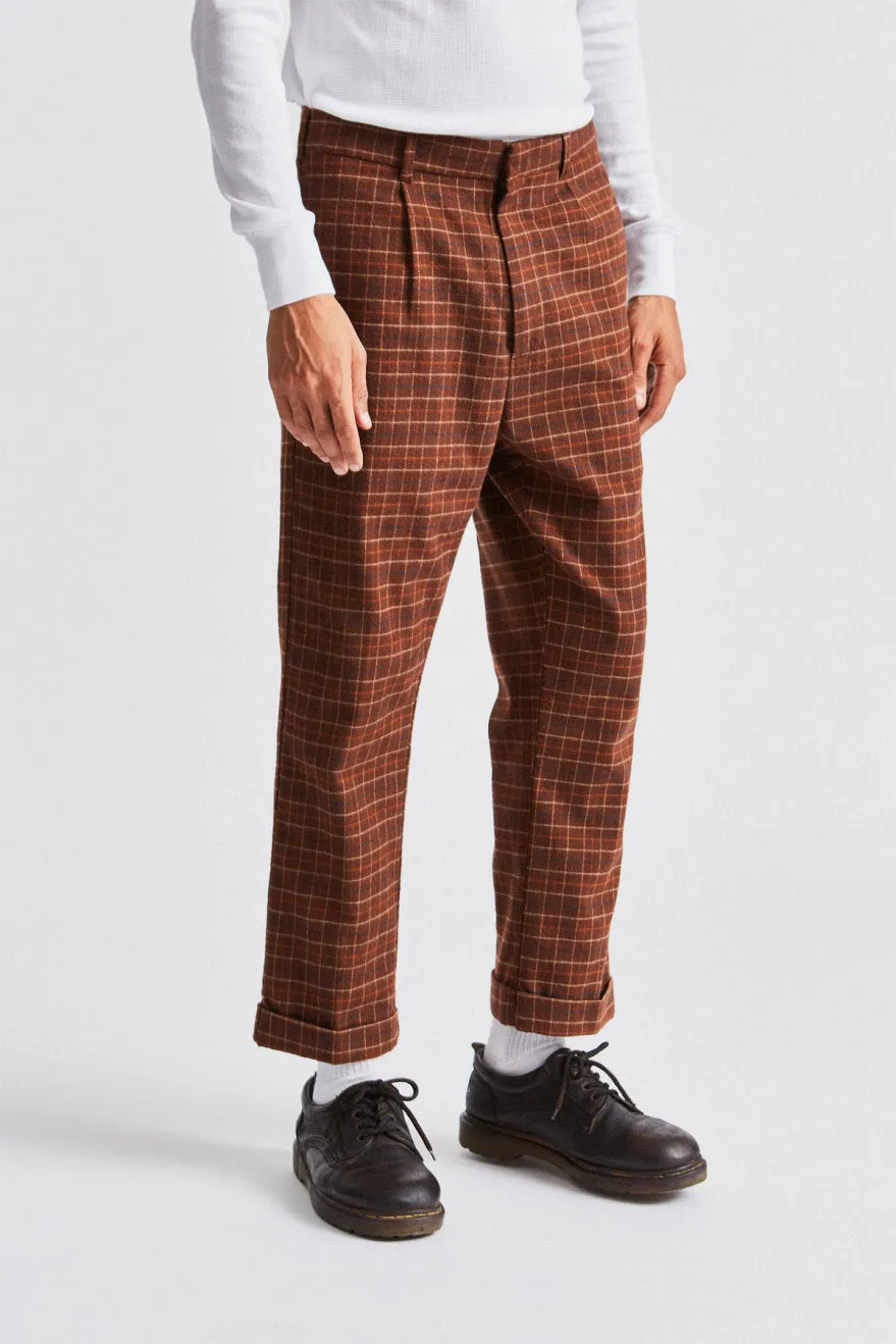 Regent Trouser Pant - Brown Plaid sold by Brixton product image thumbnail 2