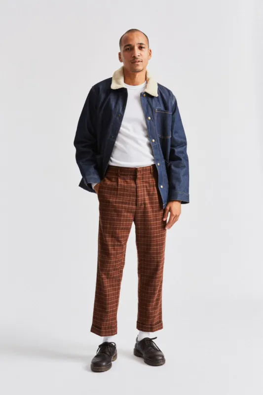 Regent Trouser Pant - Brown Plaid sold by Brixton