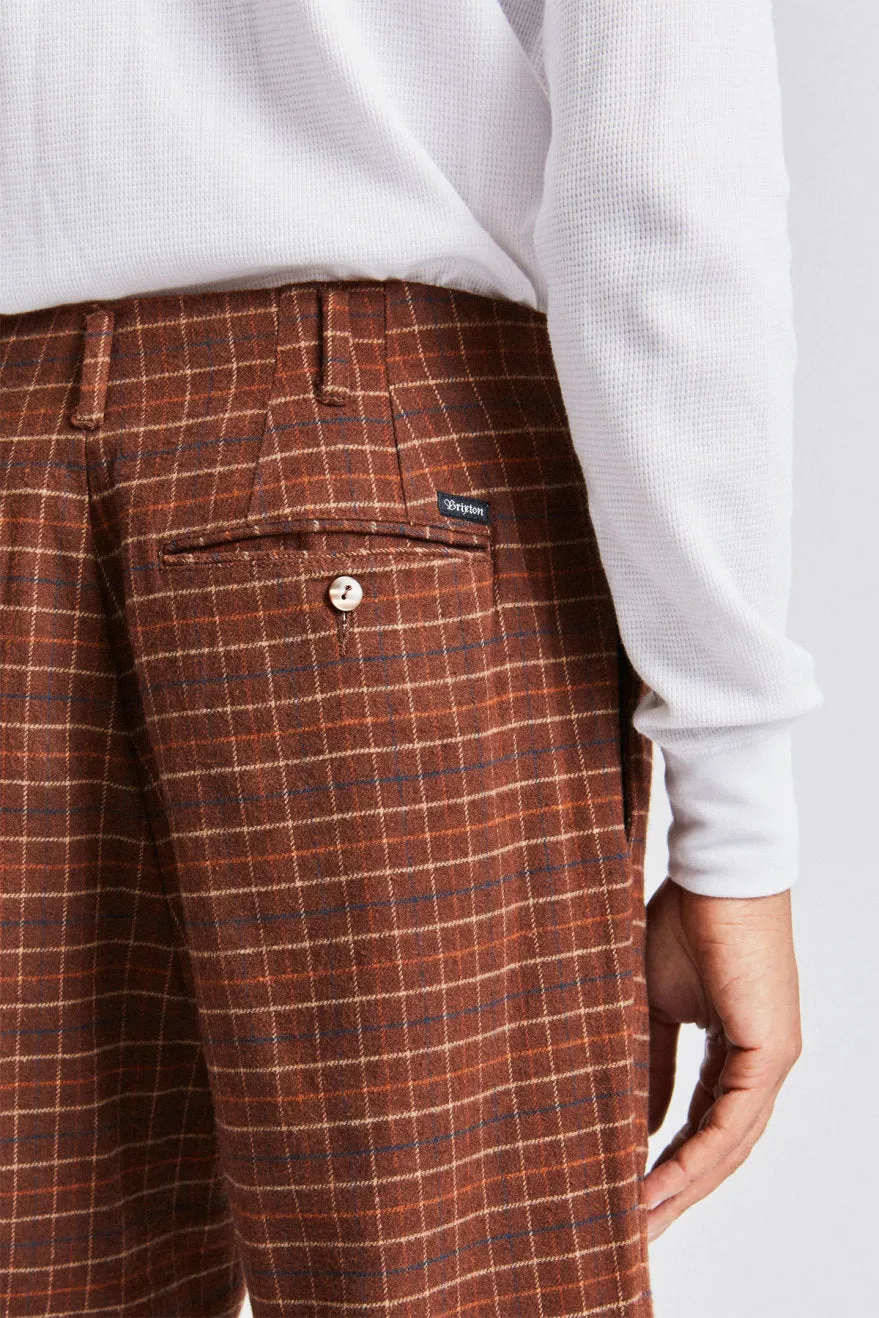 Regent Trouser Pant - Brown Plaid sold by Brixton product image thumbnail 3