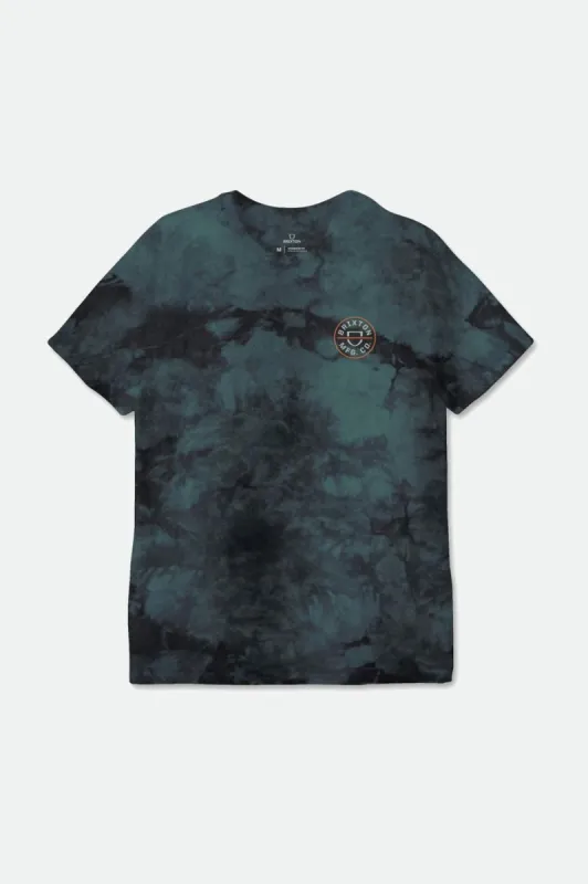 Crest II S/S Standard Tee - Spruce/Washed Navy/Washed Black/Cloud Wash sold by Brixton