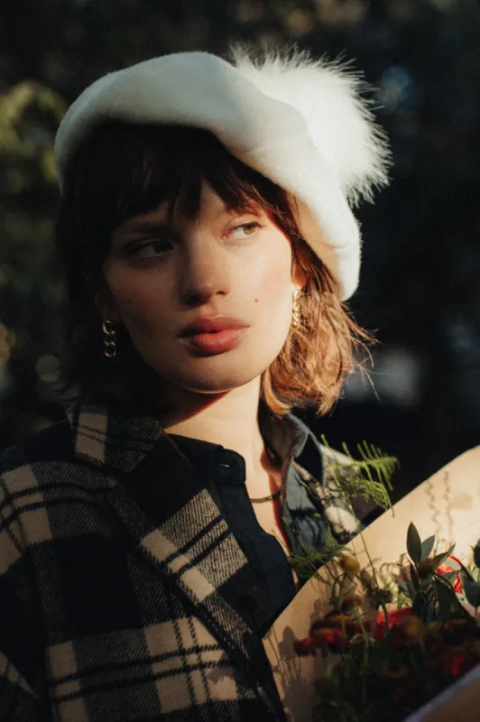 Natalie Oversized Pom Beret - Off White sold by Brixton