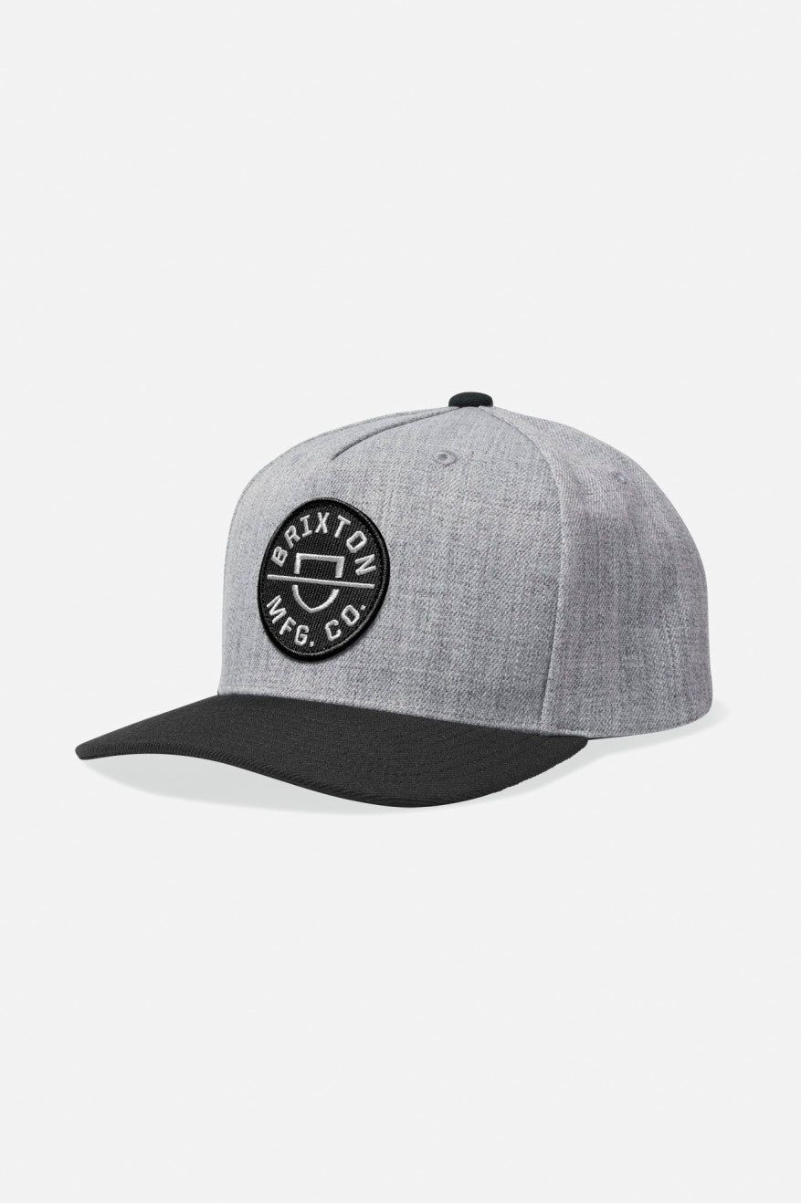 Crest C Netplus MP Snapback - Heather Grey/Black sold by Brixton