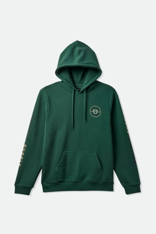 Crest Fleece Hood - Pine Needle/Sand/Black sold by Brixton
