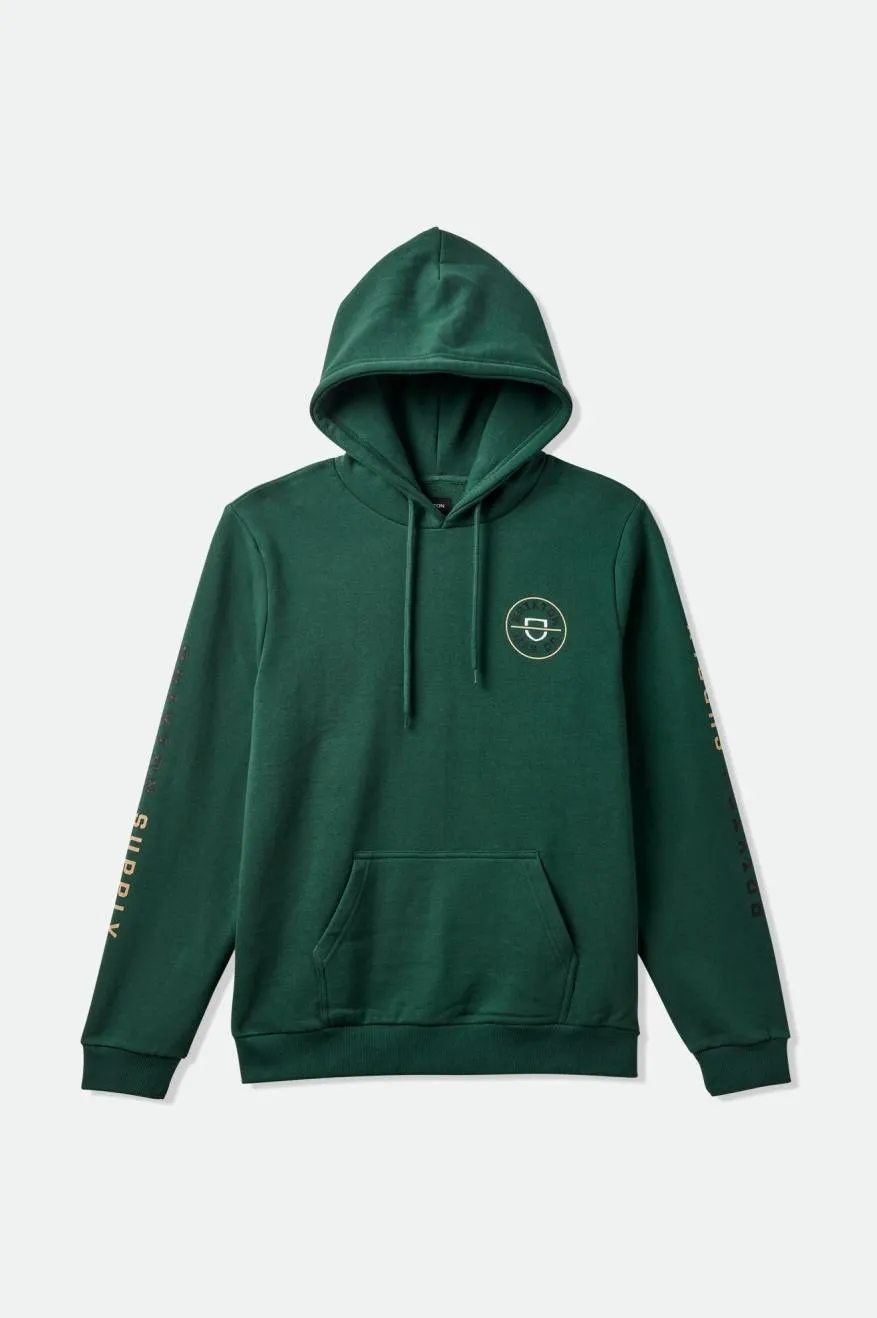 Crest Fleece Hood - Pine Needle/Sand/Black sold by Brixton