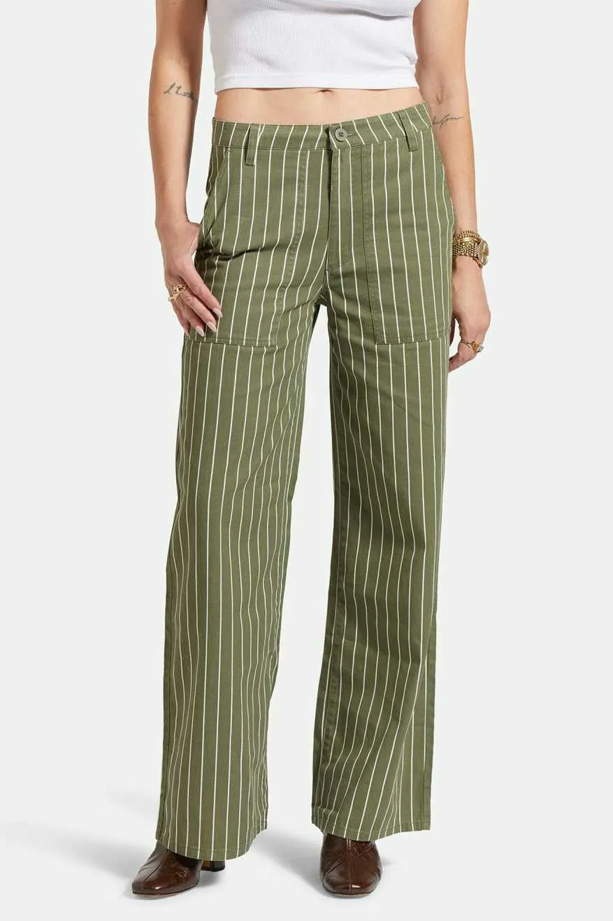 Vintage Military Lightweight Pant - Olive Surplus/Whitecap Pinstripe sold by Brixton