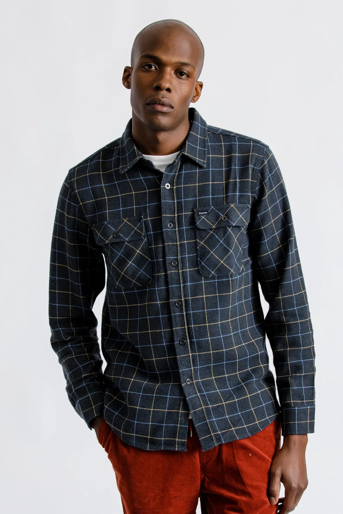 Bowery L/S Flannel - Washed Black/Blue sold by Brixton product image thumbnail 4