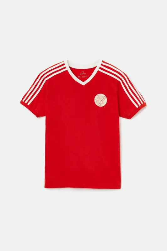 Phys. Ed. Track S/S Standard Tee  - Racing Red sold by Brixton