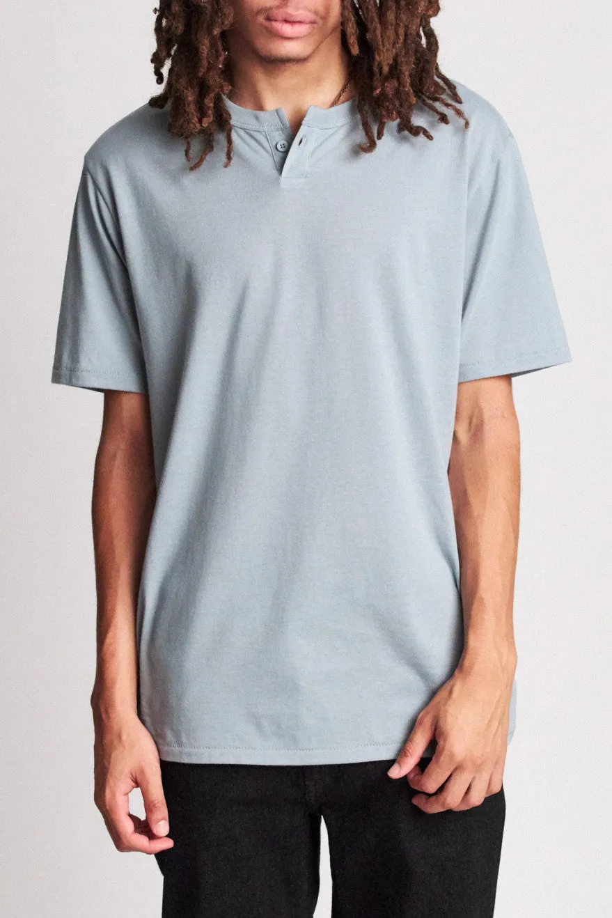 Basic S/S Henley - Blue Stone sold by Brixton