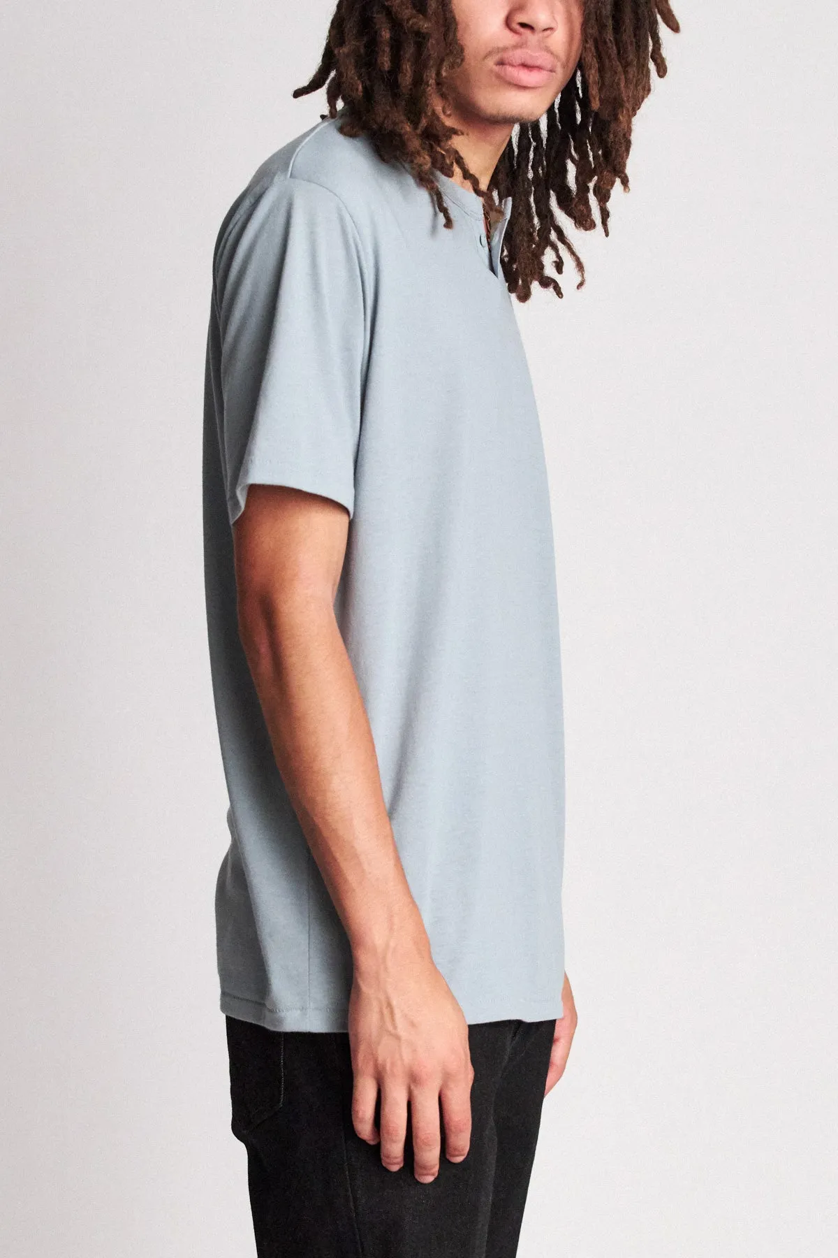 Basic S/S Henley - Blue Stone sold by Brixton product image thumbnail 4