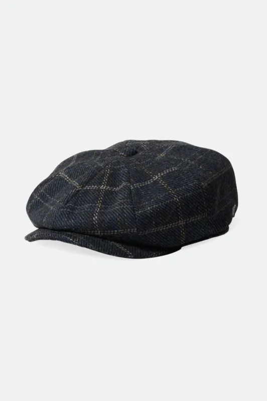Brood Baggy Newsboy Cap - Navy/Black/Off White sold by Brixton