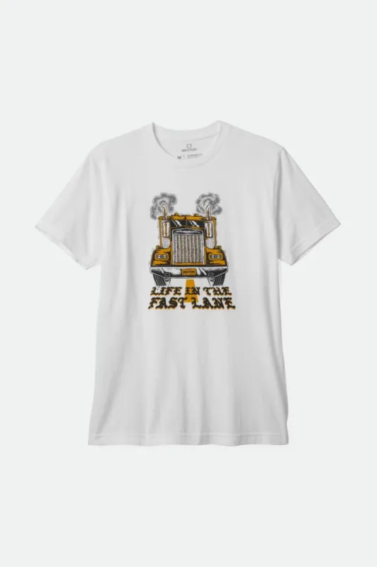 Fast Lane S/S Standard Tee - White sold by Brixton