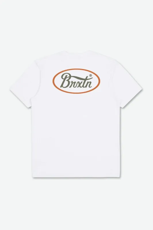 Parsons S/S Tailored Tee - White/Olive Surplus sold by Brixton