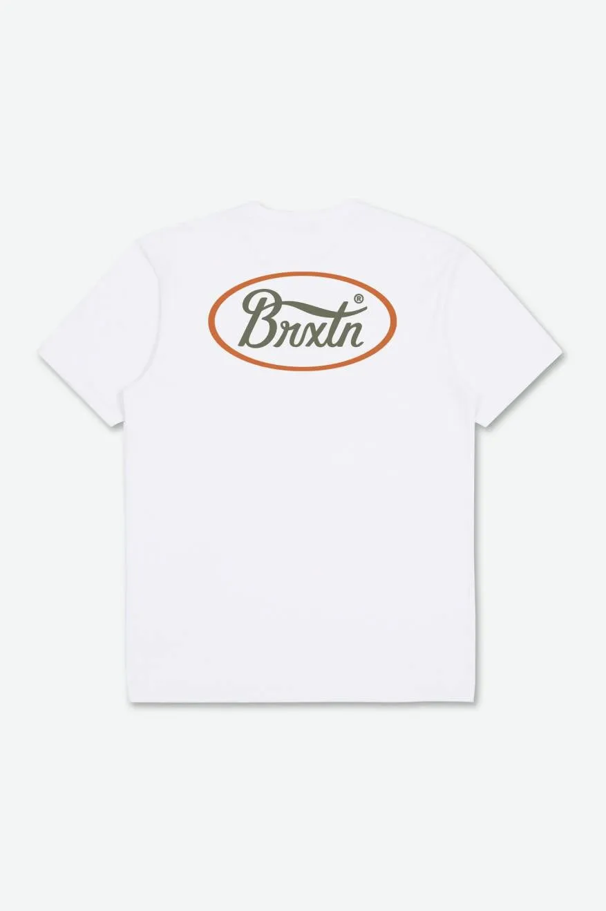 Parsons S/S Tailored Tee - White/Olive Surplus sold by Brixton