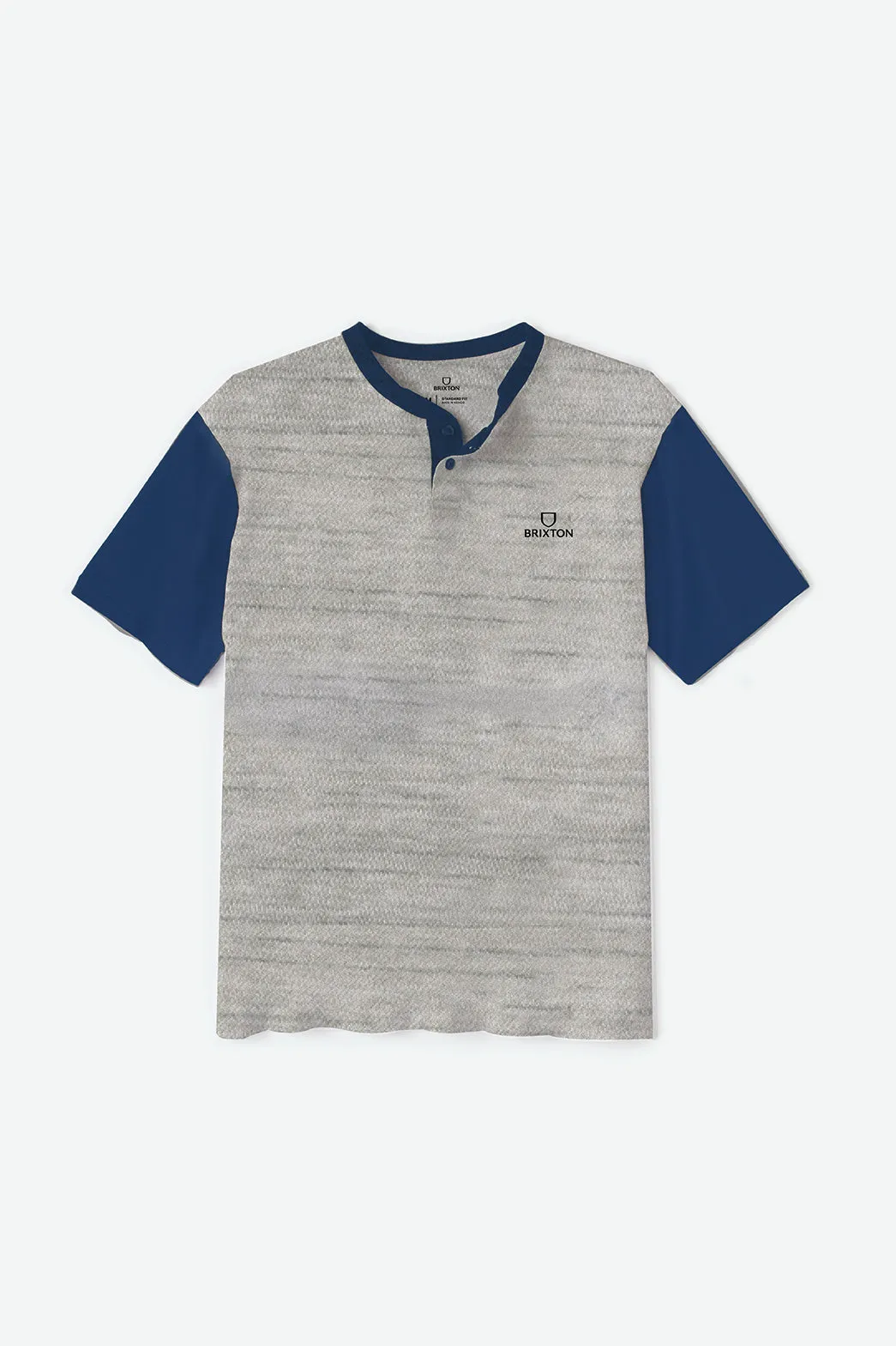 Alpha S/S Henley Knit - Heather Grey/Joe Blue sold by Brixton
