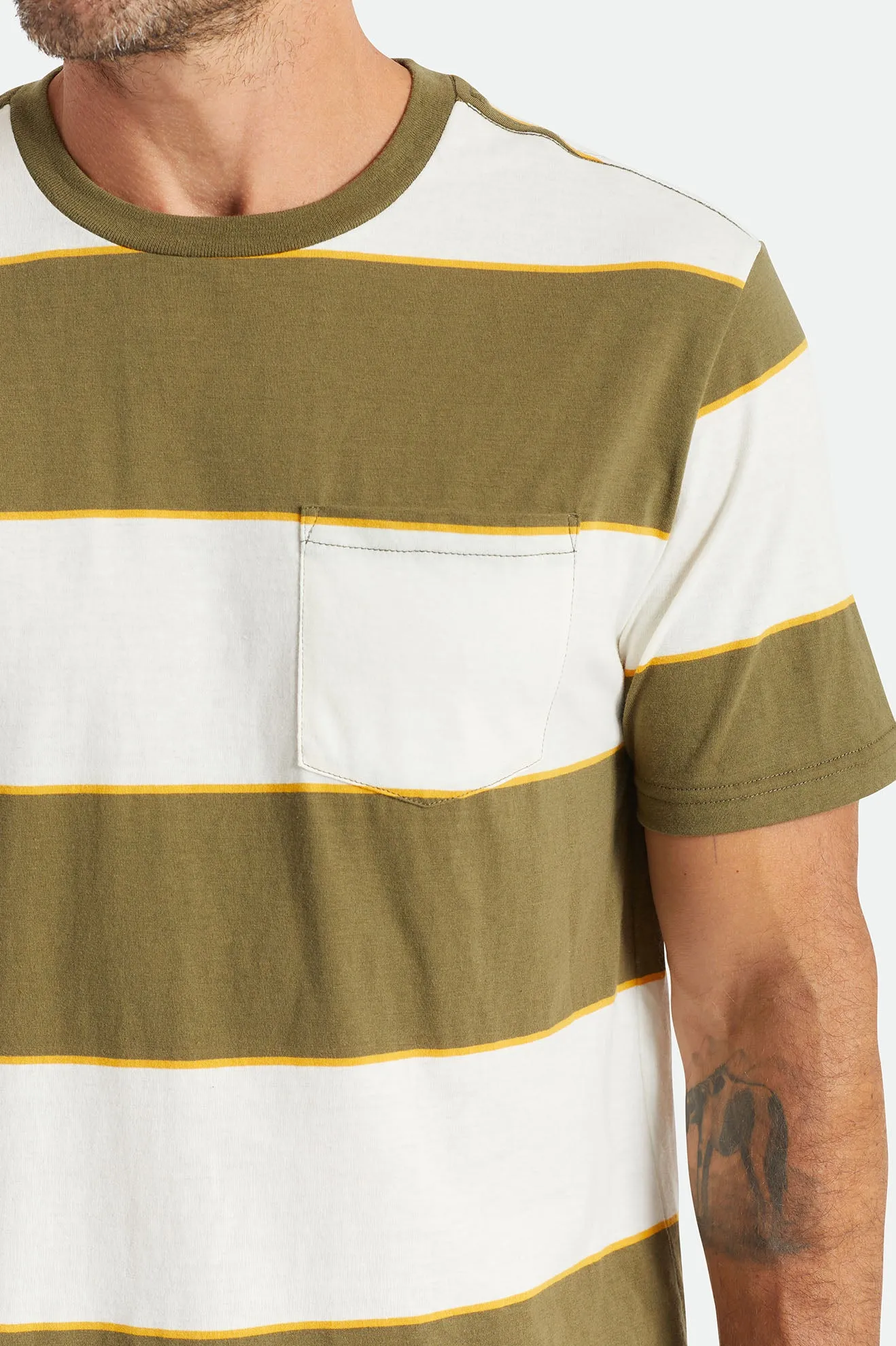 Hilt S/S Pocket Knit - Military Olive/Off White/Golden sold by Brixton product image thumbnail 5