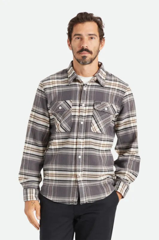 Bowery Stretch L/S Utility Flannel - Black/Charcoal/Mojave sold by Brixton