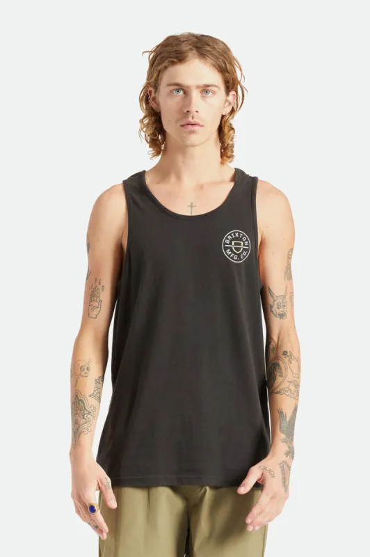Crest Tank - Black Sun Wash sold by Brixton