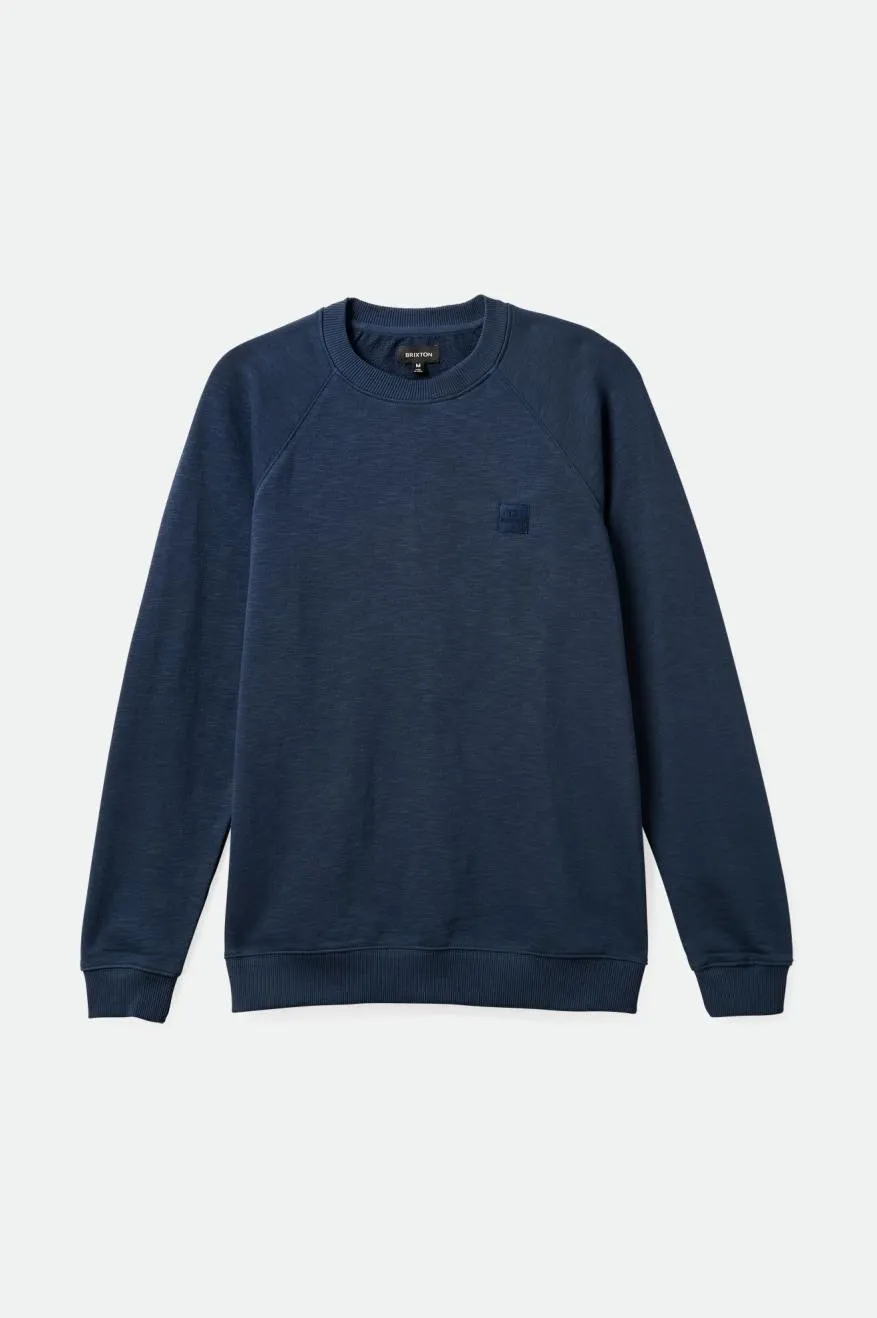 Alpha Square Slub French Terry Crew - Washed Navy sold by Brixton