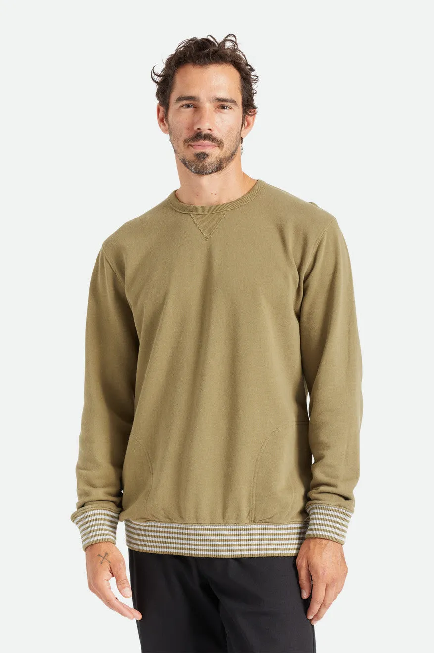 Collegiate Pocket Crew - Military Olive/Heather Grey Worn Wash sold by Brixton