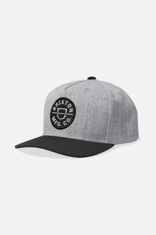 Crest Netplus Snapback - Heather Grey/Black sold by Brixton