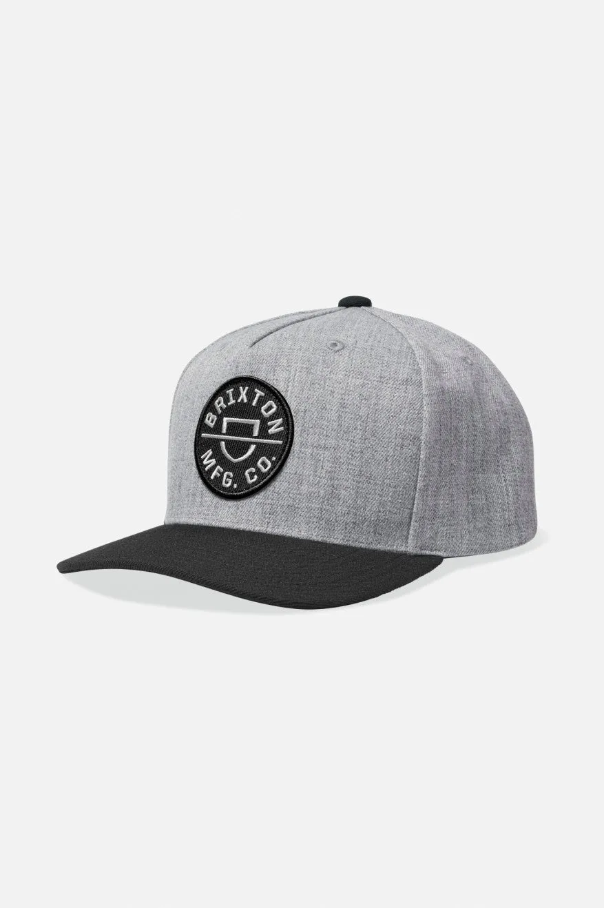 Crest Netplus Snapback - Heather Grey/Black sold by Brixton
