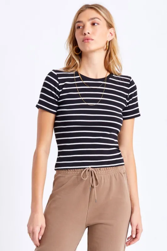 Samantha S/S Baby Tee - Black/White sold by Brixton