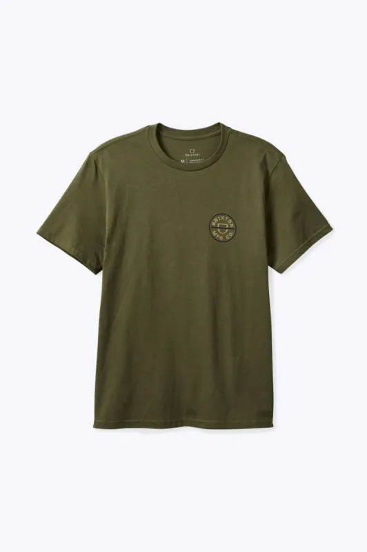 Crest II S/S Standard T-Shirt - Ivy Green/Sand/Navy sold by Brixton