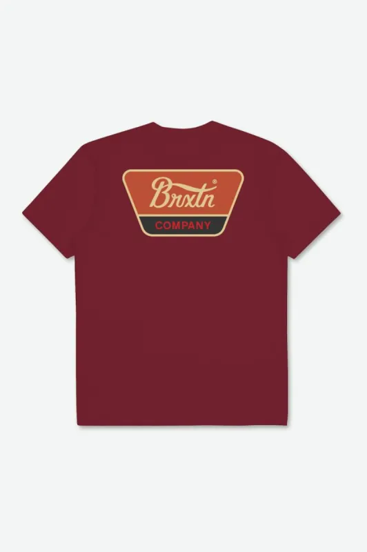 Linwood S/S Standard Tee - Island Berry/Paradise Orange/Charcoal sold by Brixton