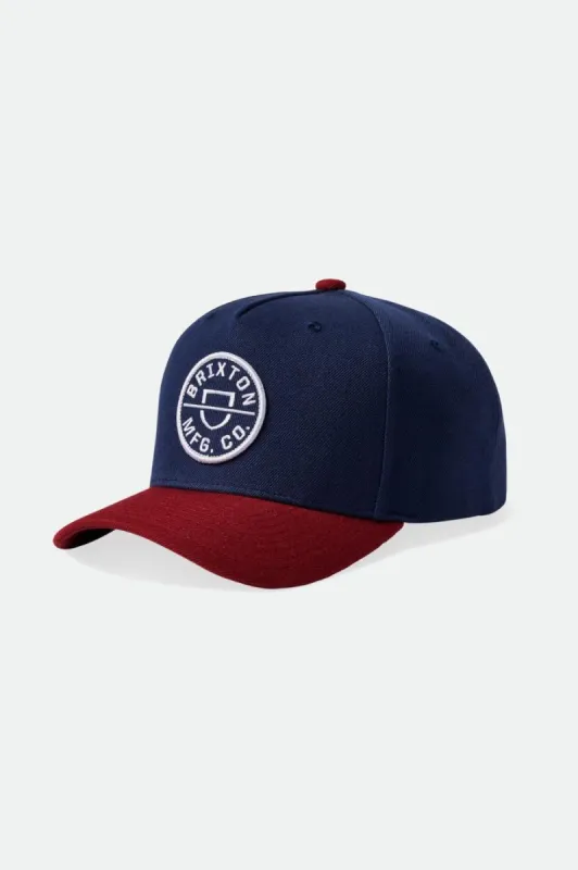 Crest MP Snapback - Washed Navy/Island Berry sold by Brixton