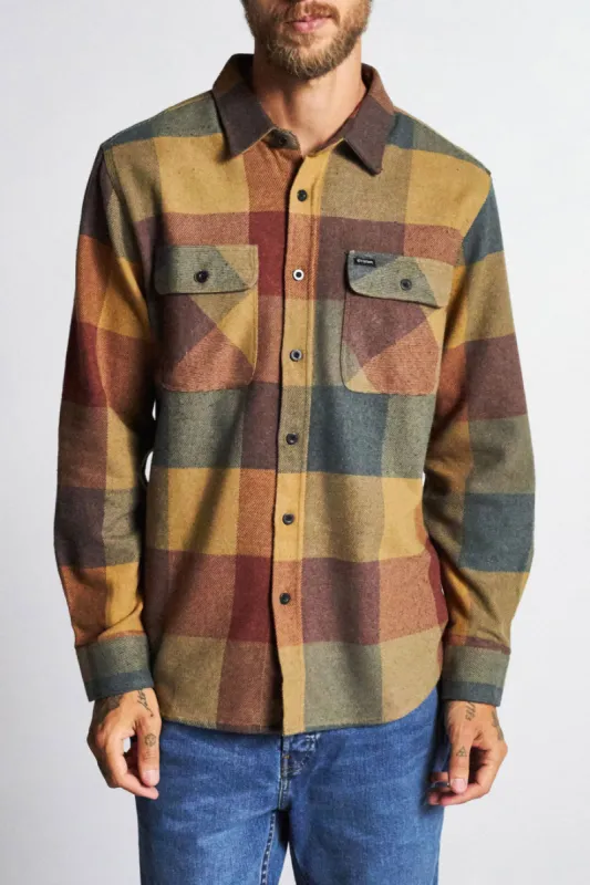 Bowery L/S Flannel - Rust/Copper sold by Brixton