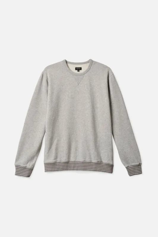 Collegiate Pocket Crew - Heather Grey/Pebble Worn Wash sold by Brixton