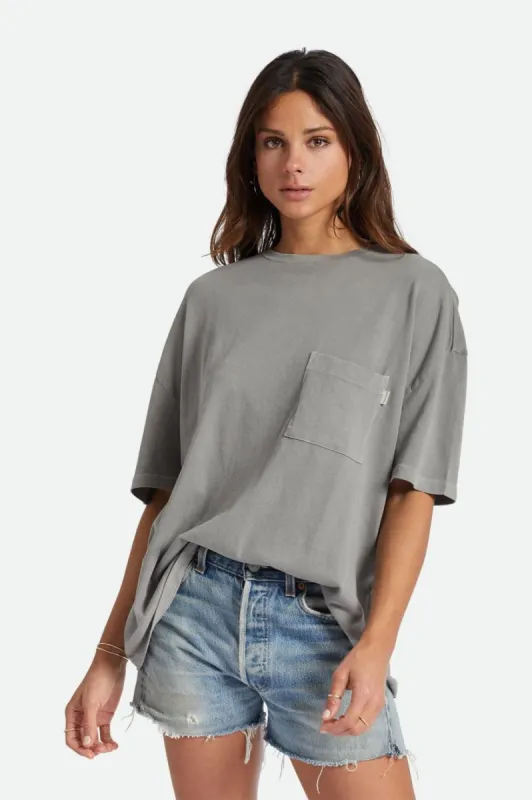 Carefree Oversized Boyfriend Pocket Tee - Washed Black sold by Brixton