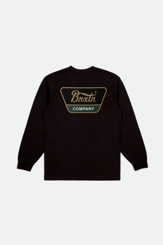 Linwood L/S Tee  - Black/Antelope/Pine Needle sold by Brixton