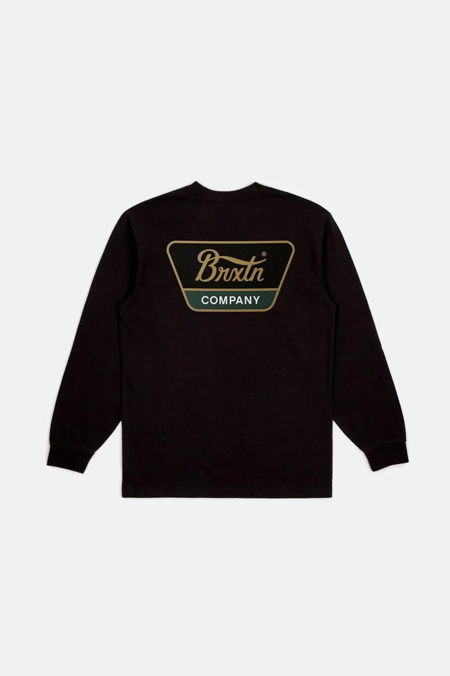 Linwood L/S Tee - Black/Antelope/Pine Needle sold by Brixton