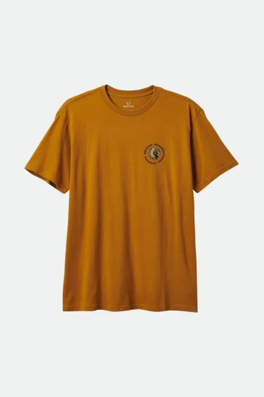 Rival Stamp S/S Standard Tee - Golden Brown/Oatmeal Classic Wash sold by Brixton