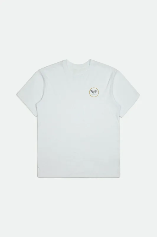 Wheeler II S/S Premium Tee - White/Sunset Yellow sold by Brixton