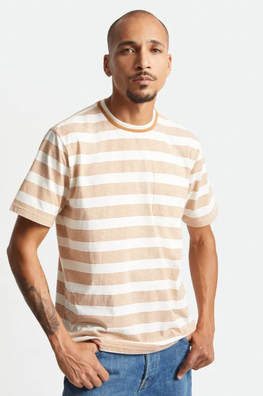 Hilt PCH Stripe S/S Pocket Knit - Off White/Lion sold by Brixton