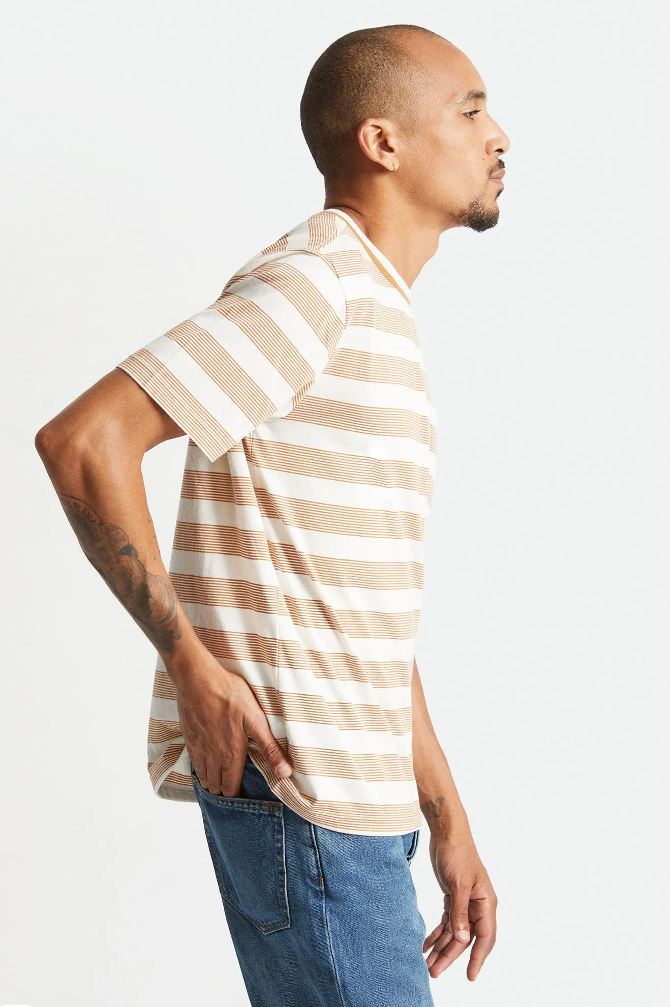 Hilt PCH Stripe S/S Pocket Knit - Off White/Lion sold by Brixton product image thumbnail 3