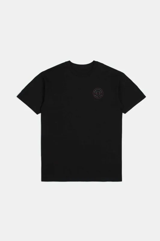 Crest II S/S Standard T-Shirt - Black/Charcoal/Mahogany sold by Brixton