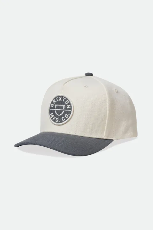 Crest C NetPlus MP Snapback - Off White/Pebble sold by Brixton