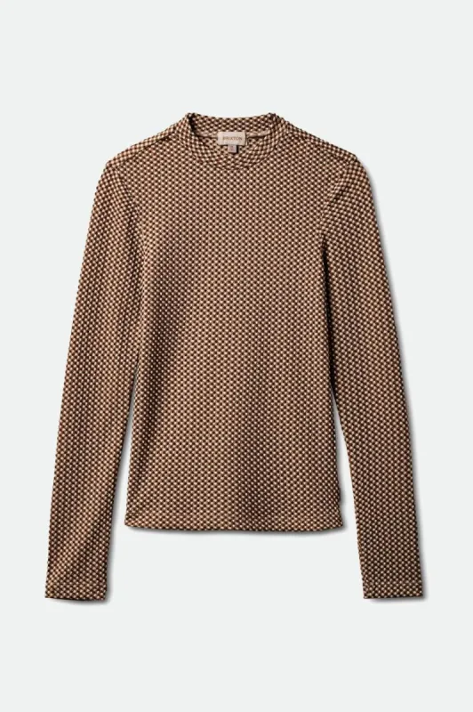 Roma Mock Neck L/S Knit - Dark Earth sold by Brixton