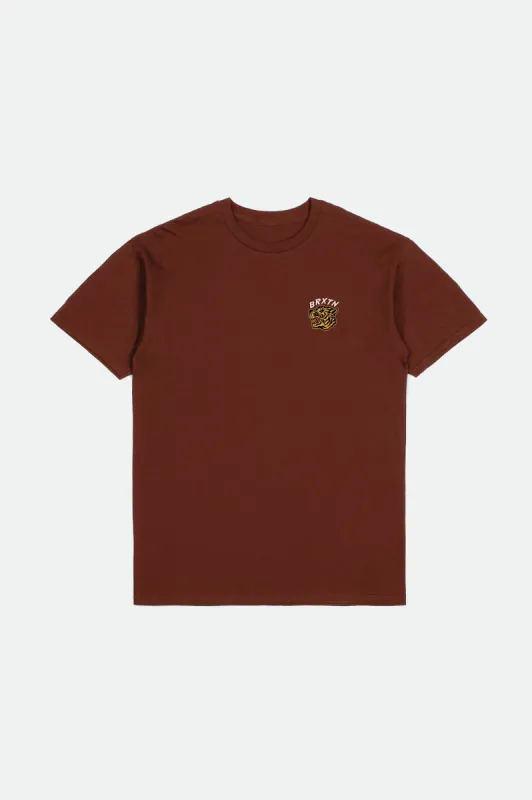 Kit S/S Standard Tee - Burgundy Worn Wash sold by Brixton