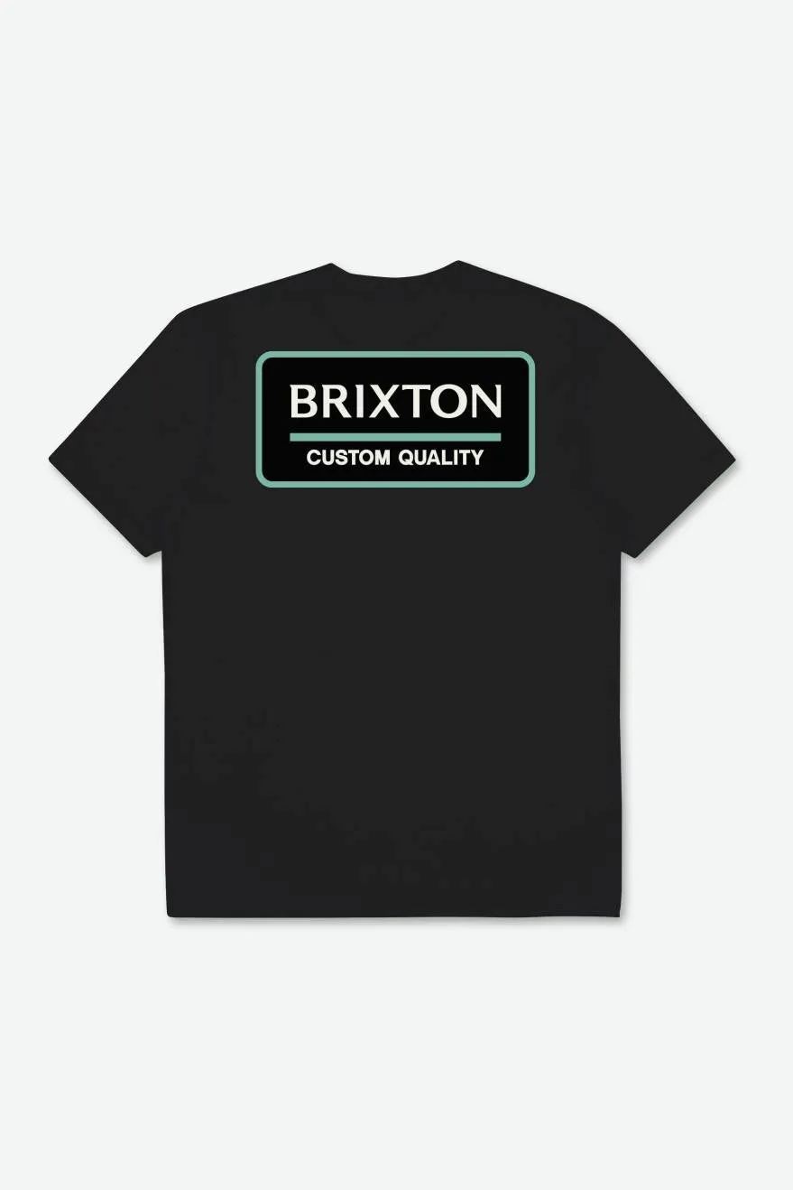 Palmer Proper S/S Standard Tee - Black/Jade/Off White sold by Brixton