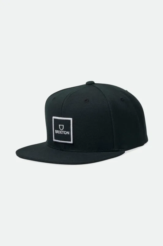 Alpha Square NetPlus MP Snapback - Black/Black sold by Brixton